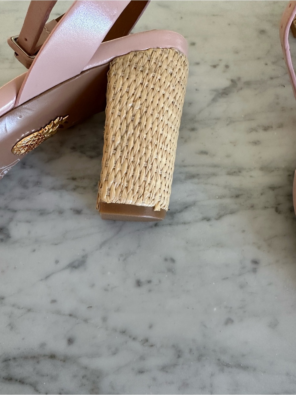 Aquazzura Blush Pink Woven Block Heel Sandals - Picture 4 of 6